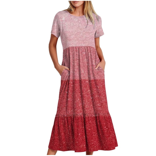 Robes pour Femmes Robe Imprimée à Manches Courtes et Col Rond