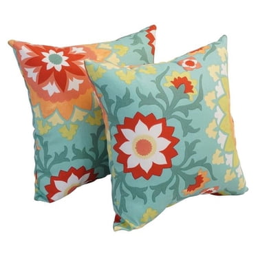 Blazing Needles 9910-S2-OD-137 17 in. Square Polyester Outdoor Throw Pillows, Cynfael Sea - Set of 2