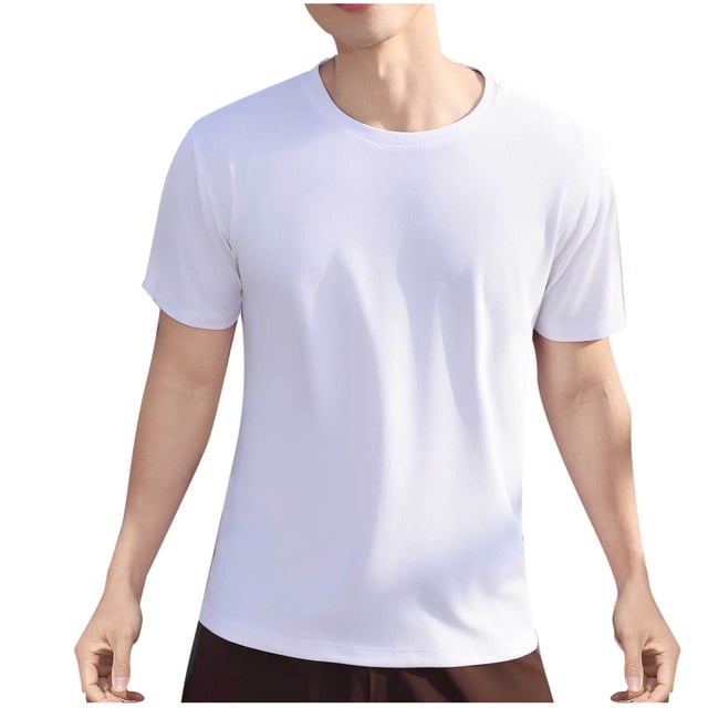 Dagugfen Tops for Men Summer Short Sleeve Round Neck Lightweight Casual Basic Tee Shirts Solid Color