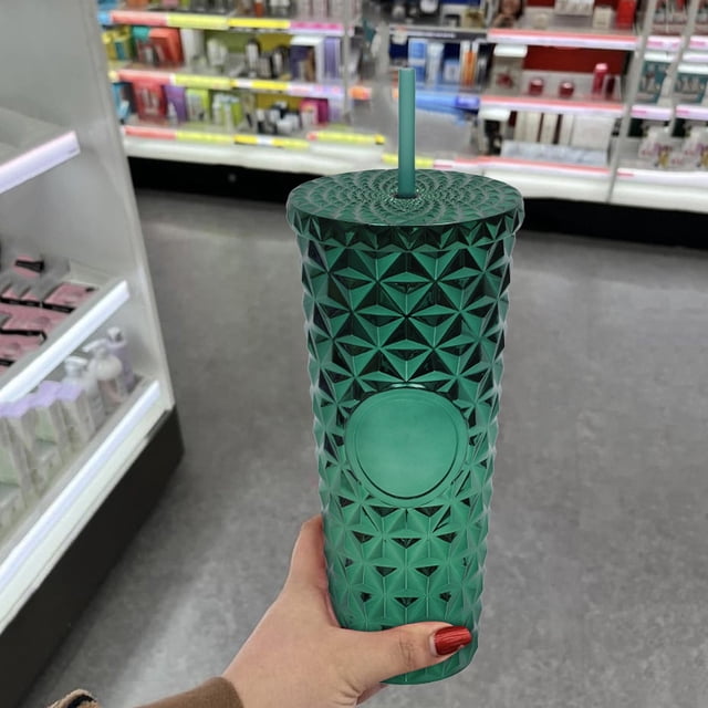 Summer 710 800ml Reusable Cup With Lid And Straw Cold Drink Cup With Straw Clear Cup Double Layer Large Capacity Straw Cup Portable Lid Piercing Porcelain Coffee Cup Glassware Coastal Vintage Milk