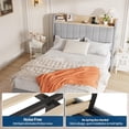 thumbnail image 4 of Full Size Bed Frame with Storage Headboard, Wooden Full Bed Frame with Charging Station, Metal Platform BedFrame with Large Drawers, No Box Spring Needed, Easy Assembly, Beige, 4 of 7