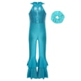 thumbnail image 2 of Lejafay Combinaison Justaucorps Sans Manches à Paillettes pour Filles Enfants avec Couvre-Chef Justaucorps de Danse Jazz Disco Barboteuse Tenues de Performance Bleu 8, 2 of 5