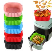 Hicess Silicone Air Fryer Basket Tray Square Reusable Silicone Pot for 7QT Air Fryer BPA-Free Steamer Oven Liner Easy Clean Air Fryer Accessory with Handles