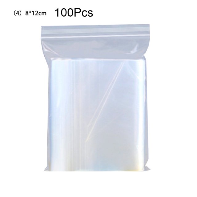 100Pcs/Set Clear Household Sundries Food Storage Resealable Zipper Plastic Bags
