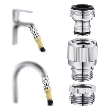 L'Adaptateur de Boyau de Robinet d'Évier Convient au Connecteur Rapide de Robinet d'Évier, Adaptateur GHT3/4 Pouces, Connecté au Boyau d'Arrosage, Utilisé pour les machines à Laver/laveuses Portatives, Douches, Douches pour Animaux.