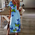 thumbnail image 1 of SMihono Robe d'Été Bohème pour Femmes Grande Taille Mode Décontractée Confortable Col en V Couleur Unie Sans Manches Ajustée, 1 of 8