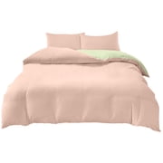 HCBY Narrow​Twin Size 4-Piece Duvet Cover Set Includes 1 Duvet Cover (59"x78") 2 Pillow Shams 1 Flat Sheet Soft Breathable for All Seasons Pink