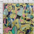 thumbnail image 3 of oneOone Silk Tabby Yellow Fabric Abstract Comic Face Sewing Material Print Fabric By The Yard 42 Inch Wide, 3 of 5