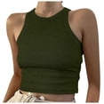 thumbnail image 1 of Hauts Courts Unis Débardeur pour Femme Couleur Sans Manches Col Rond Blouse pour Femme, 1 of 5