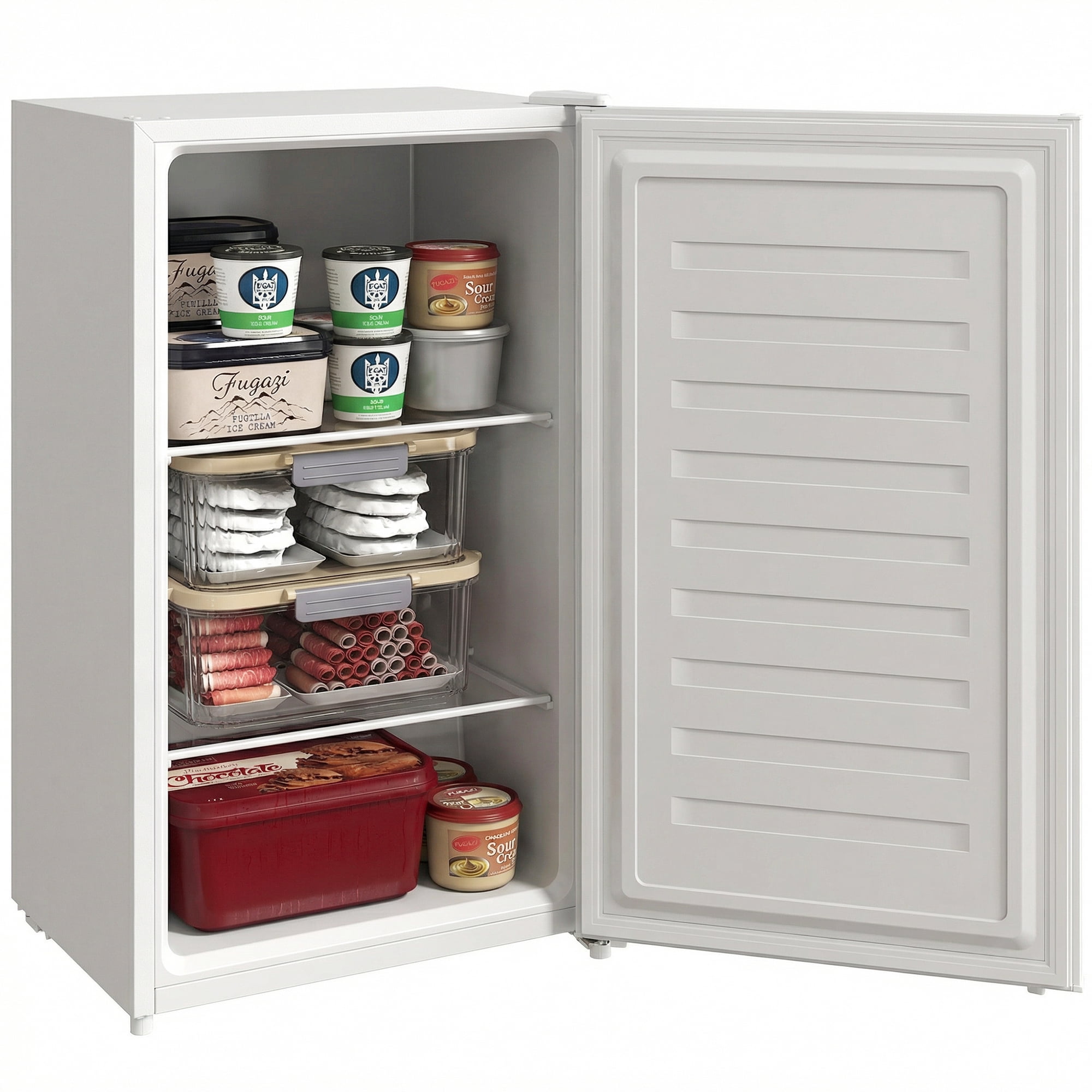 CoSoTower 2.1 Cu. Ft. Mini Freezer, Compact Upright Freezer with Reversible Door, Removable Shelf, Adjustable Temperature, White