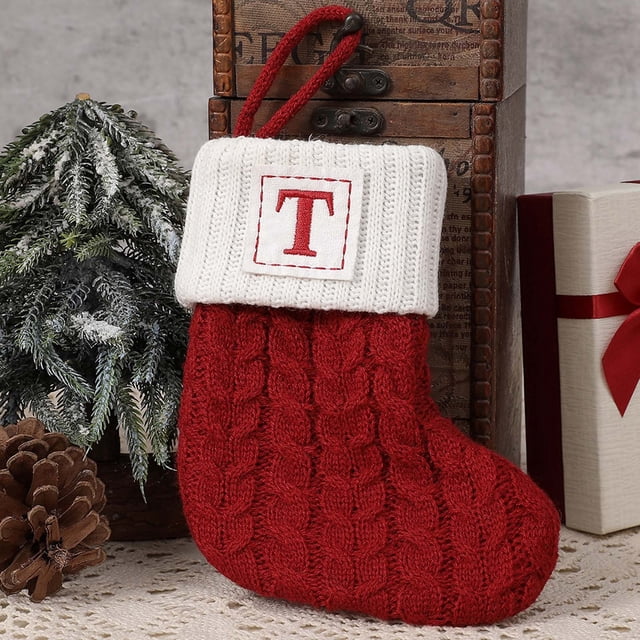 XZNGL Initial Alphabet Christmas Stockings 7Inch Letter Personalised Xmas Stocking Letter Personalised Xmas Stocking 26 Soft Stockings Decorations for Family Party