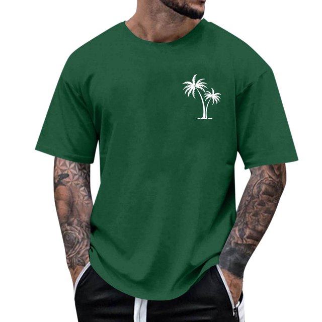 Pisexur Shirts for Man T Hommes Mode Décontractée Imprimé Col Rond Pull T-Shirt Manches Courtes Blouse Verte,S Chemises de Golf Hommes & Chemises Hommes