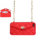 thumbnail image 1 of Wallet Case Compatible with iPhone, Pretty Luxury Bag Design, Purse Flip Card Pouch Cover Soft Silicone Case with Hand Holder Long Shoulder Strap(Red,iPhone XS max), 1 of 7