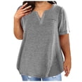 thumbnail image 1 of asjyhkr Plus Size Womens Summer Tops Short Sleeve T Shirts Loose Stretch Soft Comfy Tees Solid Basic Blouses, 1 of 5
