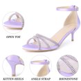 thumbnail image 3 of BLISSFUL STEP Women's Rhinestone Mesh Kitten Heels Sandals Purple (Size 8.5), 3 of 6