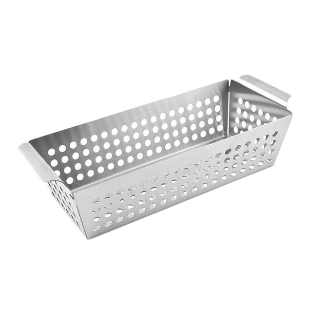 Shisuyan Panier de Gril en Acier Inoxydable avec Doubles Poignées Panier de Gril BBQ pour Gril Extérieur Plateau BBQ en Acier Inoxydable Poêle de Gril à Double Poignée Panier BBQ Réutilisable