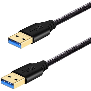 Fasgear Câble d'Extension USB 3.0 3 Pi en Nylon Tressé Câble USB vers USB Mâle à Mâle Cordon 5 Gbps pour Boîtiers de Disque Dur, Modems, Caméras (1 m, Noir)