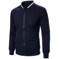 thumbnail image 1 of RXIRUCGD Man Solid Color Zipper Stand Collar Hoodie Coat, Navy, Size: 3XL, 1 of 6
