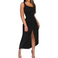thumbnail image 1 of Robes de Cocktail d'Été Grande Taille BLVB pour Femmes, Robe Longue Froncée à Épaules Dénudées, Fendue, pour Fête, Boîte de Nuit, Plage, 1 of 5
