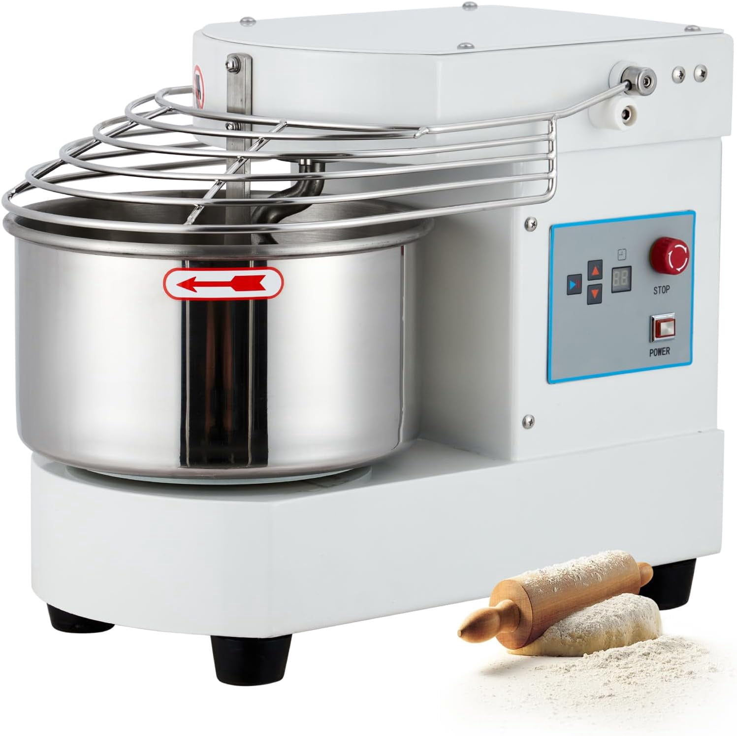 Ourlova Commercial Food Mixer 105Qt Touch Screen Control 650W Dual Rotating Dough Mixer With Food Grade Stainless Steel Bowl Timer Safety Shield Emergency Stop For Restaurants And Bakeries
