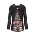 thumbnail image 4 of IROINID Discount Christmas Shirts pour les Femmes Lounge Imprimé Col Rond Blouse Long Sleeve, Noir, 4 of 6