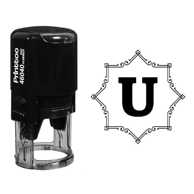 Printtoo Octagon Celtic Swirl Frame U Alphabet Monogram Initial Self Inking Rubber Stamp R-40 Office Stationary