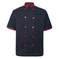 thumbnail image 1 of TOPTIE Manteau de Chef Unisexe à Manches Courtes, Noir et Rouge, 1 of 8