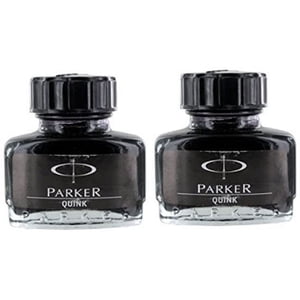 Parker Quink Fountain Bouteille d'encre de stylo (couleur noire) - 30 ml (emballage de 2)