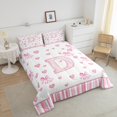 thumbnail image 4 of Erosebridal Ensembles de Literie Lettre Initiale D Simple avec Couette, Insert de Couette Monogrammé, Déco Nœud Kawaii, Réversible 2 Pcs, 4 of 8