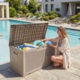 thumbnail image 2 of Homall 100-Gallon Outdoor Resin Deck Box for All-Weather Use Lockable Waterproof Storage Solution with Cushion Storage，Light Brown, 2 of 7