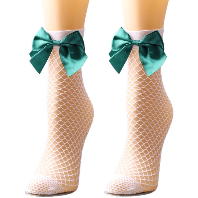 CEHVOM Women Mesh Breathability Big Bow Net Socks Short Fishnet Thin Socks Stockings