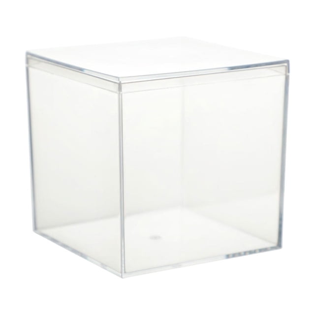 Dvruxg Clear Hard Plastic Display Case, Clear Gift Box for Party Favors, Clear Acrylic Square Cube Boxes, Plastic Square Cube Containers with Lid Plastic Storage Organizer