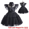 thumbnail image 1 of SUEE Robe Wednesday Addams pour Tout-Petits, Déguisement de Fête d'Halloween Cosplay pour Enfants, 1 of 6