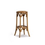 Whit Rattan Seat Backless Barstool, Walnut