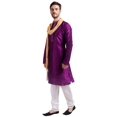 thumbnail image 3 of Tenue de Fête de Mariage Indienne Kurta Pyjama pour Homme avec Foulard (Violet, TTG), 3 of 6