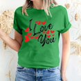 thumbnail image 1 of Pisexur T-shirt de la Saint-Valentin pour Femmes, Imprimé Amour, Manches Courtes, Col Rond, 1 of 5