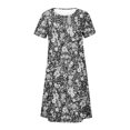 thumbnail image 4 of Robe Maxi d'Été pour Femme, Robe d'Été Bohème à Imprimé, Manches Courtes, Robe de Plage, Robe Longueur Genou, Robe à Manches Courtes en Liquidation, 4 of 5
