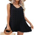 thumbnail image 3 of Femmes Casual en Vrac Fluide Mini Robe V Cou Sans Manches Suisse Point Volants de Plage Robes Courtes avec Poches Bleu XL, 3 of 5
