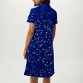 thumbnail image 4 of VEKDONE Robe Ample et Confortable pour Femmes à Pois, Col en V, Manches Courtes, Bleu G, 4 of 6