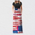 thumbnail image 2 of QIPOPIQ Robes pour Femmes avec Poches Manches Courtes Tendance Imprimé Fête de l'Indépendance Robe d'Été Vacances Longue Robe Offres 2023, 2 of 7