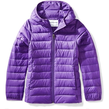 Girls' Lightweight Water-Resistant Packable Hooded Puffer Jacket