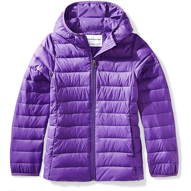 Girls' Lightweight Water-Resistant Packable Hooded Puffer Jacket