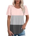 thumbnail image 1 of Plebaso Hauts pour Femmes Chemises à Œillets Manches Courtes T-Shirts Amples Col Rond Décontracté Blouses Tendance, 1 of 6