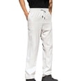 thumbnail image 1 of Pisexur Sweatpants for Men High-end Fabric Work Pants for Men Solid Color Drawstring Elastic Waistband Straight Leg Pants Beige,L, 1 of 8