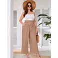 thumbnail image 2 of Showmall Women's Plus Size High Waisted Palazzo Pants with Adjustable Belt, Peach Puff, 3X, 2 of 9