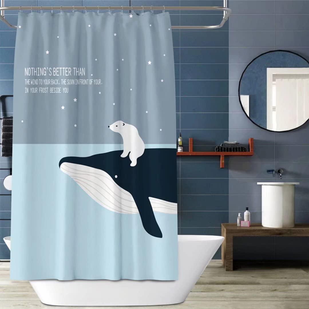 Shower Curtains, Fabric Shower Curtain Liner Blue Ocean Shower Stall Curtain with 12 Hooks for Home Hotel Machine Washable Curtain Waterproof Bathroom Shower Curtain (72" X 72")