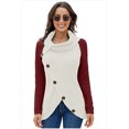 thumbnail image 1 of Chandails Femme Chauds Chandails Asymétriques Tricotés Col Roulé Uni Cache-Cœur Tricoté Manches Longues Chemises Hauts Décontracté TG, 1 of 5