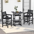 thumbnail image 1 of Costway 3-Piece Patio HDPE Bar Set Armchairs with Square High-Top Table Footrest Backrest Black, 1 of 9