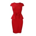 thumbnail image 4 of Robe d'Été pour Femmes 2024 Mode Grande Taille Couleur Unie Col Rond Manches Courtes à la Cheville Taille Haute Robe Jupe Rabais de 50 % Liquidation!, 4 of 8
