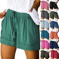 thumbnail image 5 of Dvprdro Women's Plus Size Shorts Summer Casual Loose Solid Elastic Waist Drawstring Shorts with Pockets, 5 of 5